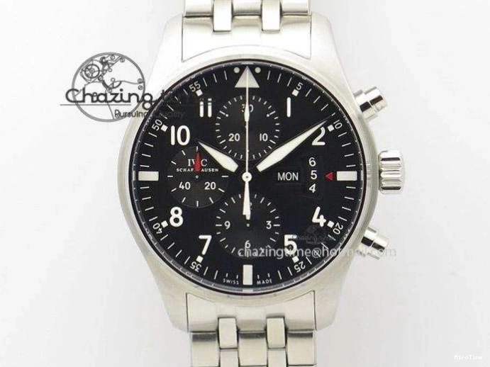 MIROTIME 0303 Original Pilot IW326803 SS MK 1:1 Best Edition Black Dial on Brown Leather Strap MIYOTA 7146